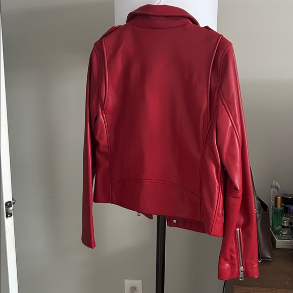 Mango Red Faux Leather Jacket - Picture 3 of 3